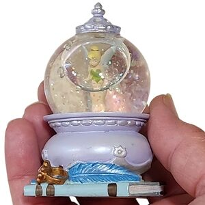Disney Retired Tinker Bell Mini Snow  Globe 3"  Blue  Feather Fairycore